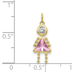10K Yellow Gold June Birthstone Girl Charm in Polished Finish