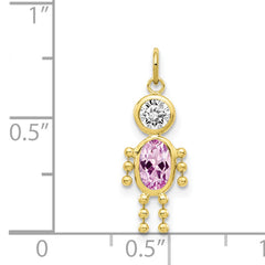 10K Gold Polished June Boy Birthstone Charm Elegant & Hollow Design