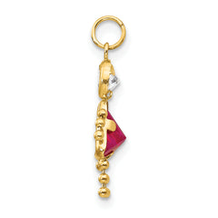 10K Gold July Birthstone Girl Charm with Polished Finish