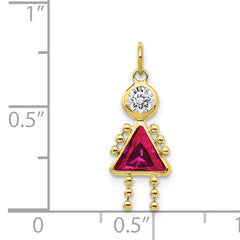 10K Gold July Birthstone Girl Charm with Polished Finish