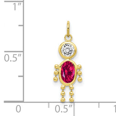 10K Gold July Boy Birthstone Charm with Polished Finish Hollow Design
