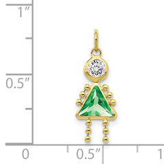 10K Gold August Girl Birthstone Charm with Polished Finish