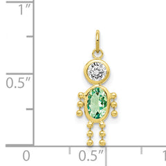 10K Gold August Boy Birthstone Charm with Polished Finish