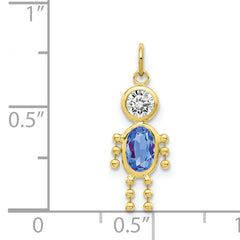 10K Gold September Boy Birthstone Charm with Polished Finish