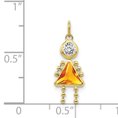10K Gold November Girl Birthstone Charm with Polished Finish