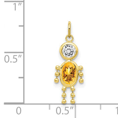 10K Gold November Boy Birthstone Charm Polished Hollow Design