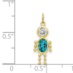 10K Gold December Birthstone Boy Charm Polished Hollow Design