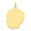 10K Gold Polished Engravable Boy Head Charm Facing Left