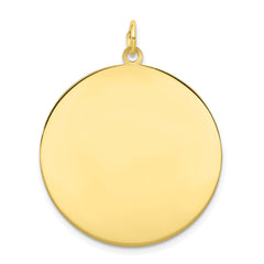 10K Yellow Gold Engravable Disc Charm with Polished Finish