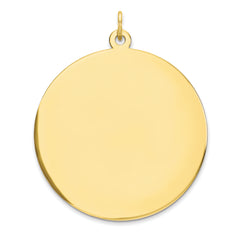 10K Gold Polished Engravable Disc Charm with Polished Back