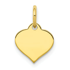 10K Gold Polished Heart Disc Charm with Solid Design