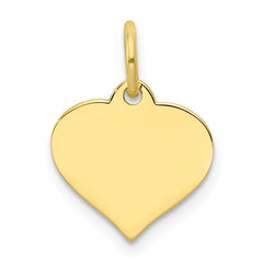 10K Gold Heart Disc Charm Engravable Polished Solid Pendant