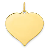 10K Yellow Gold Engravable Heart Disc Charm with Polished Finish