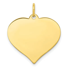 10K Gold Heart Disc Charm with Polished Finish and Engravable Design