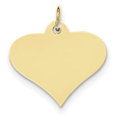 10K Gold Engravable Heart Disc Charm Elegant Yellow Finish