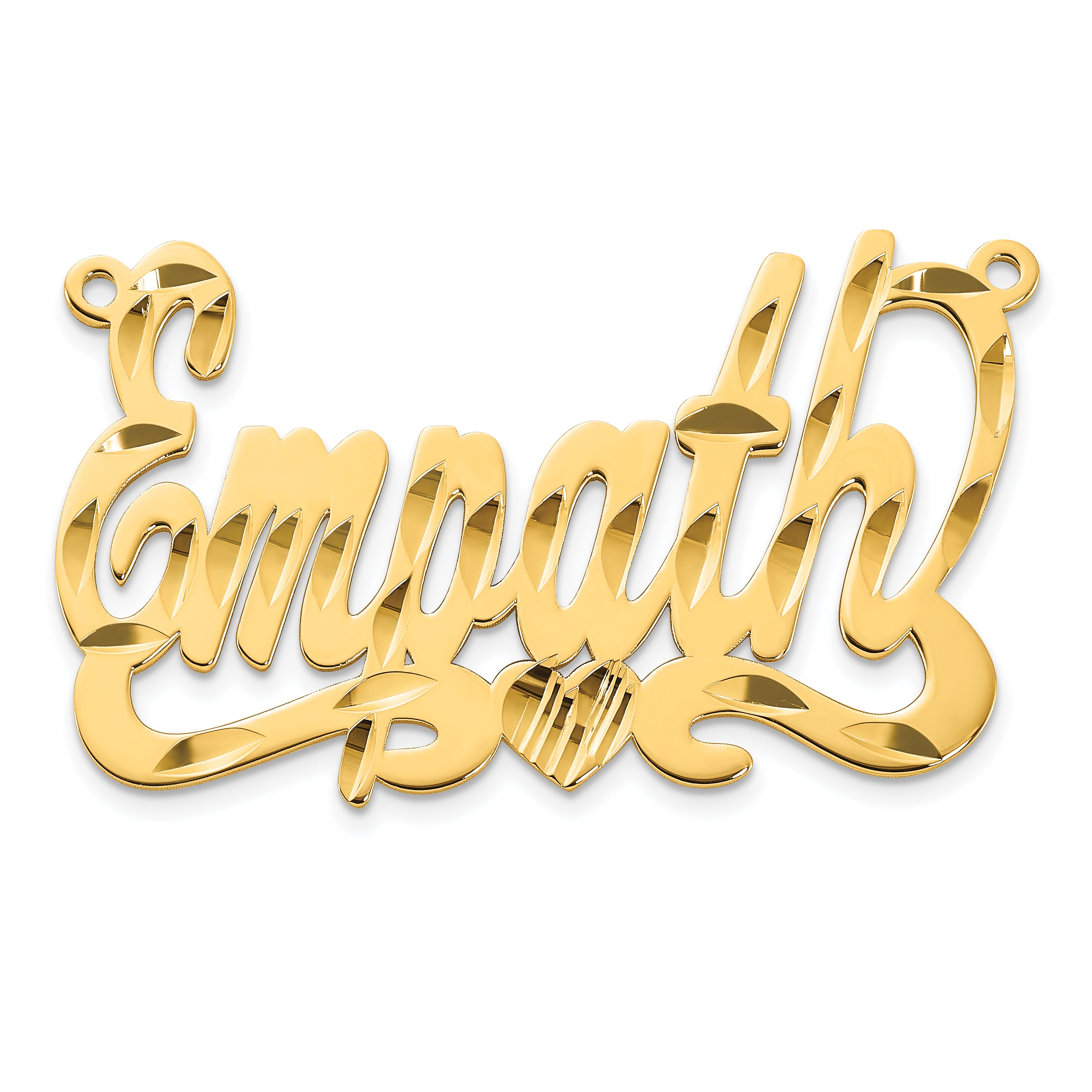 10KY Diamond-cut with Heart Name Plate