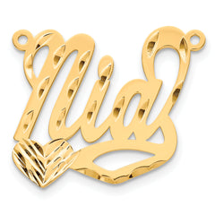 10K Polished Diamond-cut Heart Name Plate