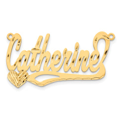 10K Polished Diamond-cut Heart Name Plate