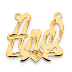 10K Polished Diamond-cut Heart Name Plate
