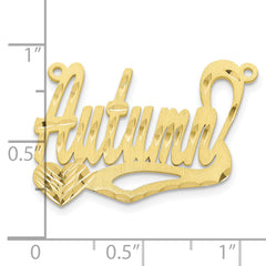 10K Satin Diamond-cut Heart Name Plate