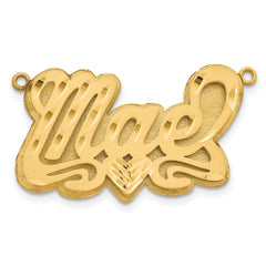 10KY 3D Satin Diamond-cut Heart Name Plate