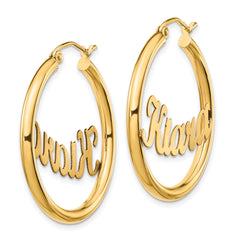 10K Polished Name Plate Hoop Earrings