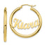 10K Polished Name Plate Hoop Earrings