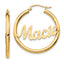 10K Polished and Diamond Cut Name Plate Hoop Earrings