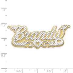 10KY and Rhodium 3D Diamond with Heart Name Plate