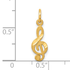 10K Gold Polished Treble Clef Charm Pendant Solid and Elegant