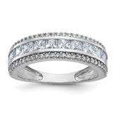 10K Tiara Collection White Gold Polished CZ Ring