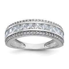 10K Tiara Collection White Gold Polished CZ Ring