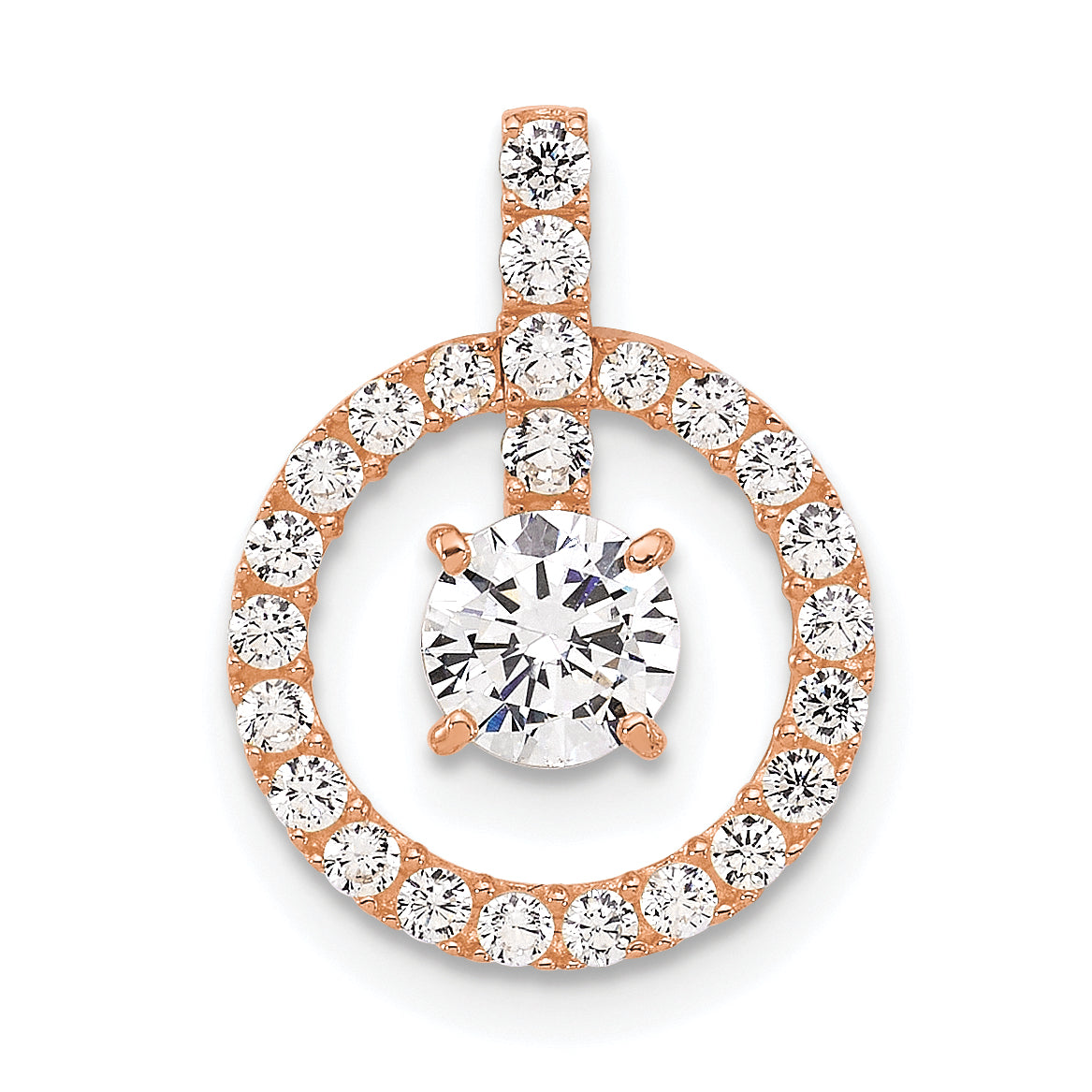 10K Tiara Collection Rose Gold Polished CZ Pendant