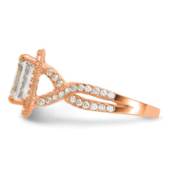 10K Tiara Collection Rose Gold Polished CZ Ring