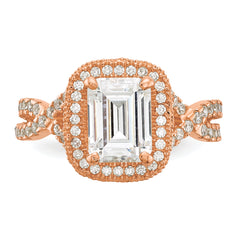 10K Tiara Collection Rose Gold Polished CZ Ring