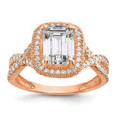 10K Tiara Collection Rose Gold Polished CZ Ring