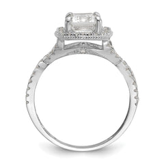 10K Tiara Collection White Gold Polished CZ Ring