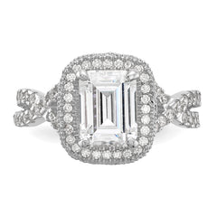 10K Tiara Collection White Gold Polished CZ Ring