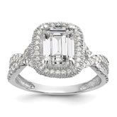 10K Tiara Collection White Gold Polished CZ Ring