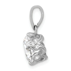 10K White Gold CZ Pendant with Polished Finish and Rhodium Plating