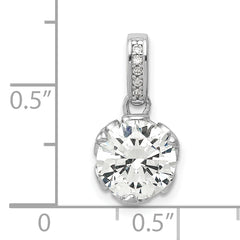 10K White Gold CZ Pendant with Polished Finish and Rhodium Plating