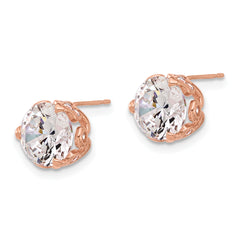 10K Rose Gold CZ Stud Earrings with Polished Finish and Solid Design