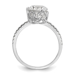 10K Tiara Collection White Gold Polished CZ Ring