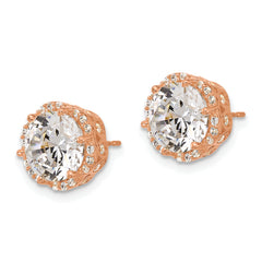 10K Rose Gold CZ Stud Earrings with Polished Finish Elegant and Timeless