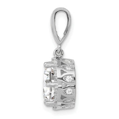 10K White Gold CZ Pendant with Polished Rhodium Finish Elegant Design