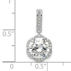 10K White Gold CZ Pendant with Polished Rhodium Finish Elegant Design