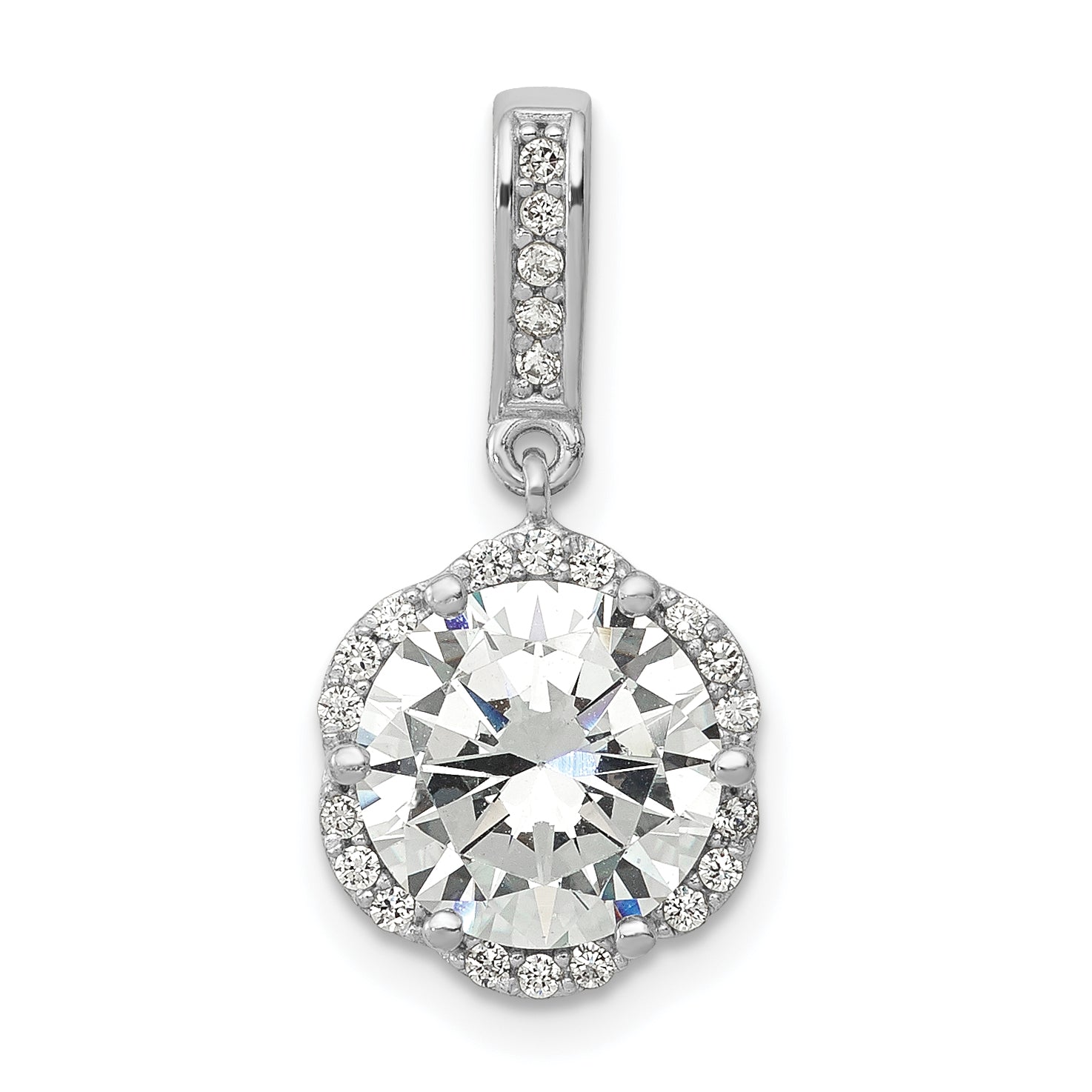 10K Tiara Collection White Gold Polished CZ Pendant