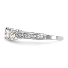 10K Tiara Collection White Gold Polished 3 Stone CZ Ring