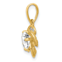 10K Gold CZ Pendant with Polished Finish and Elegant Tiara Design