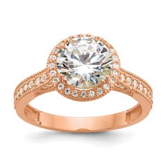 10K Tiara Collection Rose Gold Polished CZ Ring